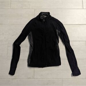 Women's ATHLETA Black Grey Criss Cross Hope Full Zip Jacket 964370 XSmall EUC